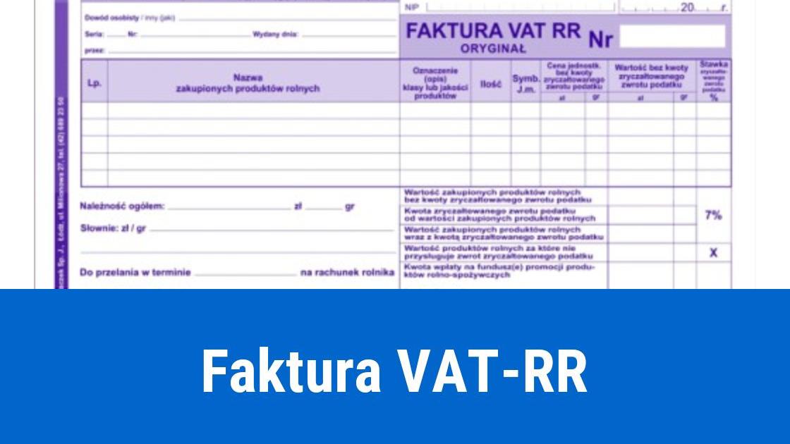 Faktura VAT-RR w JPK-VAT