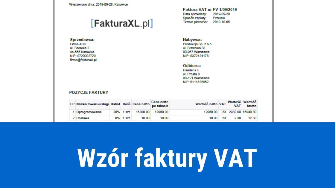 Faktura VAT, wzór faktury