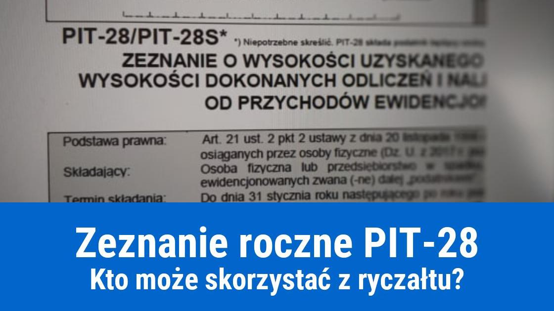 Zeznanie roczne PIT-28, podatek od ryczałtu