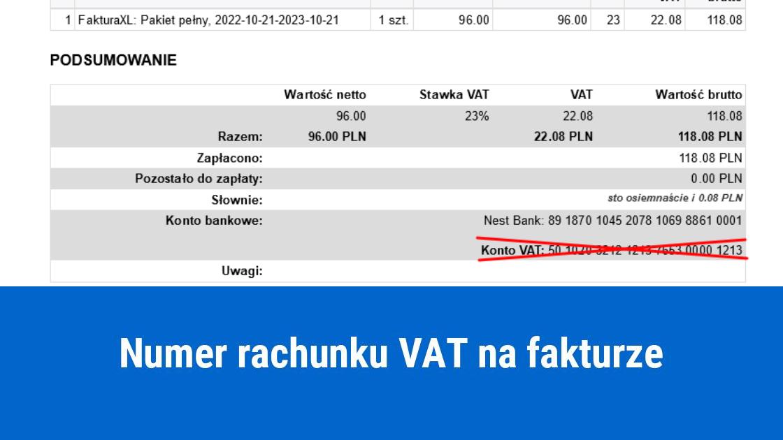 Numer rachunku VAT na fakturze, czy podawać?