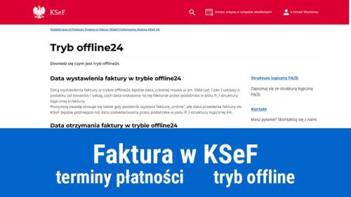 Data wystawienia faktury w KSeF, termin płatności, a tryb offline