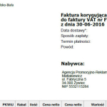 Faktura korygująca dane formalne