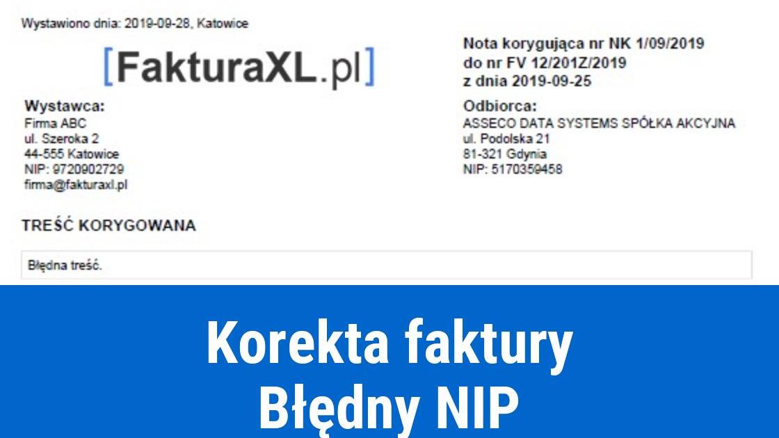 jak skorygowac bledny nip na fakturze