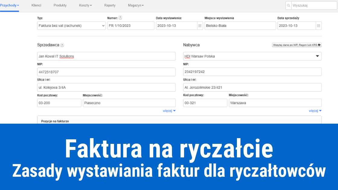 Jak wystawić fakturę na ryczałcie?