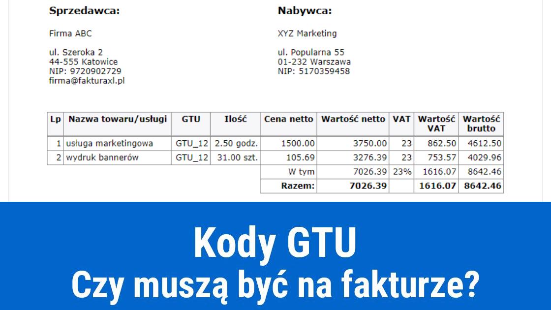 Kody GTU na fakturze