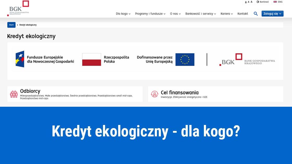 Kredyt ekologiczny dla firm - dotacje