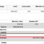 Kwota słownie na fakturze