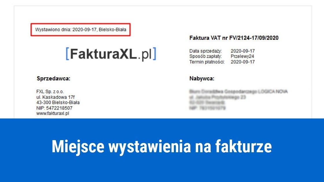 Miejsce wystawienia na fakturze