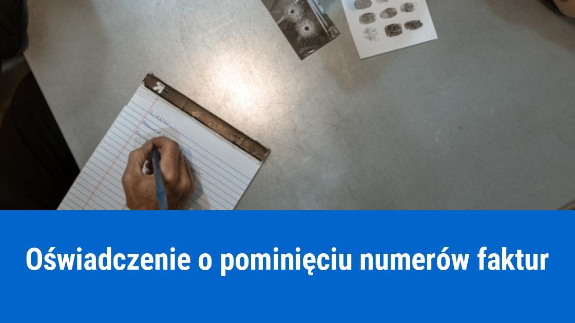 Oświadczenie o pominięciu numerów faktur