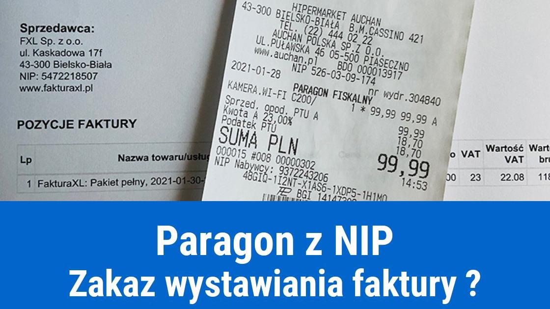 Zakaz wystawiania faktur do paragonów z NIP