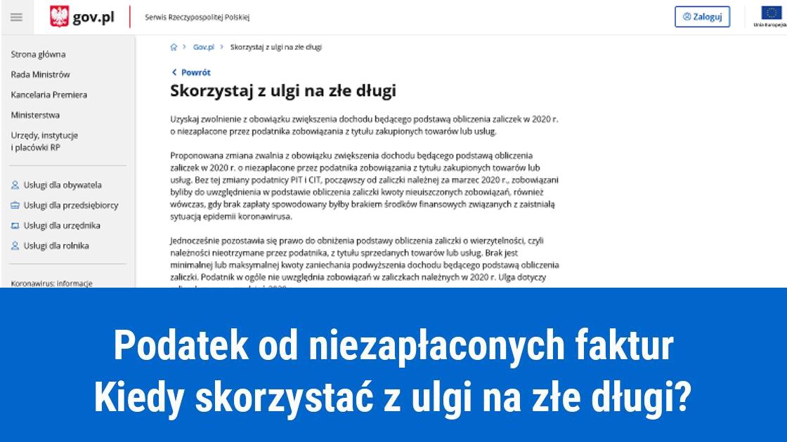 Podatek od niezapłaconych faktur