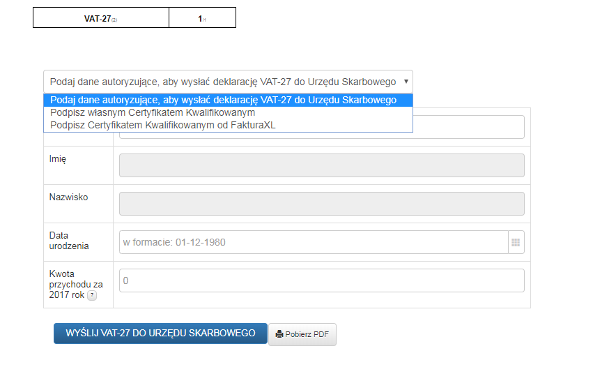 podpisywanie deklaracji VAT 27