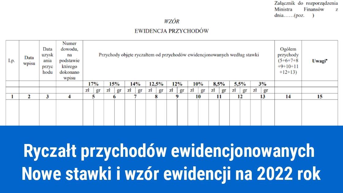 Wzór ewidencji przychodów dla ryczałtu na 2022 rok