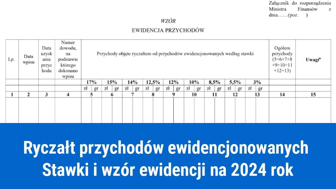 Wzór ewidencji przychodów dla ryczałtu na 2024 rok