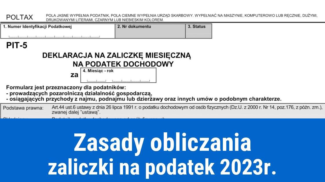 Zaliczka na podatek dochodowy 2023
